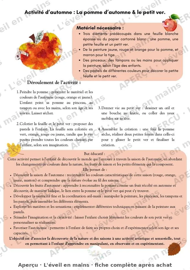 La pomme d'automne & le petit ver