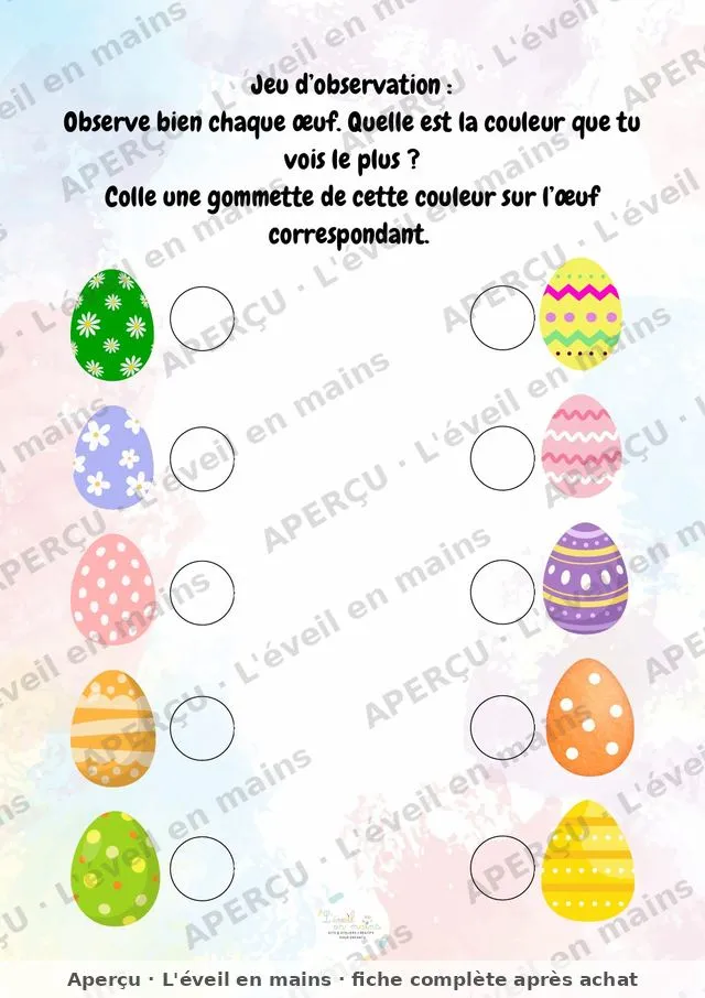 Jeu d'observation des couleurs