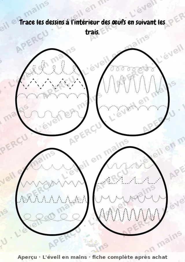 Trace les dessins dans les œufs
