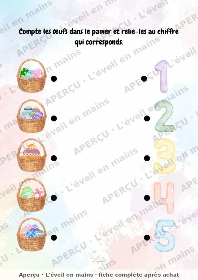 Compte les œufs des paniers