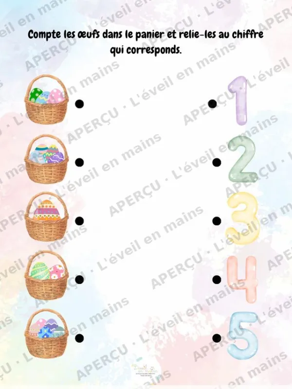 Compte les œufs des paniers