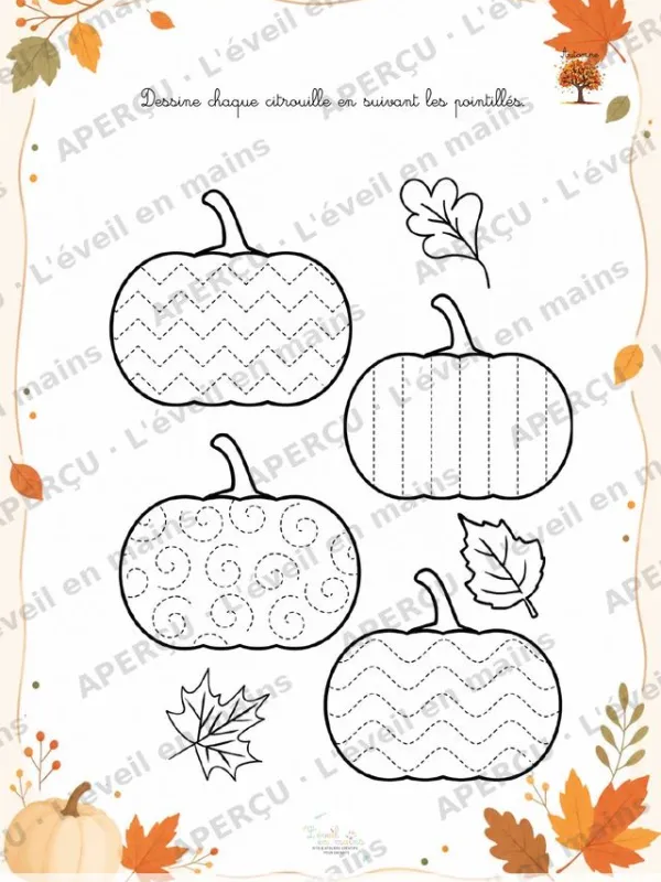 Les citrouilles en pointillés